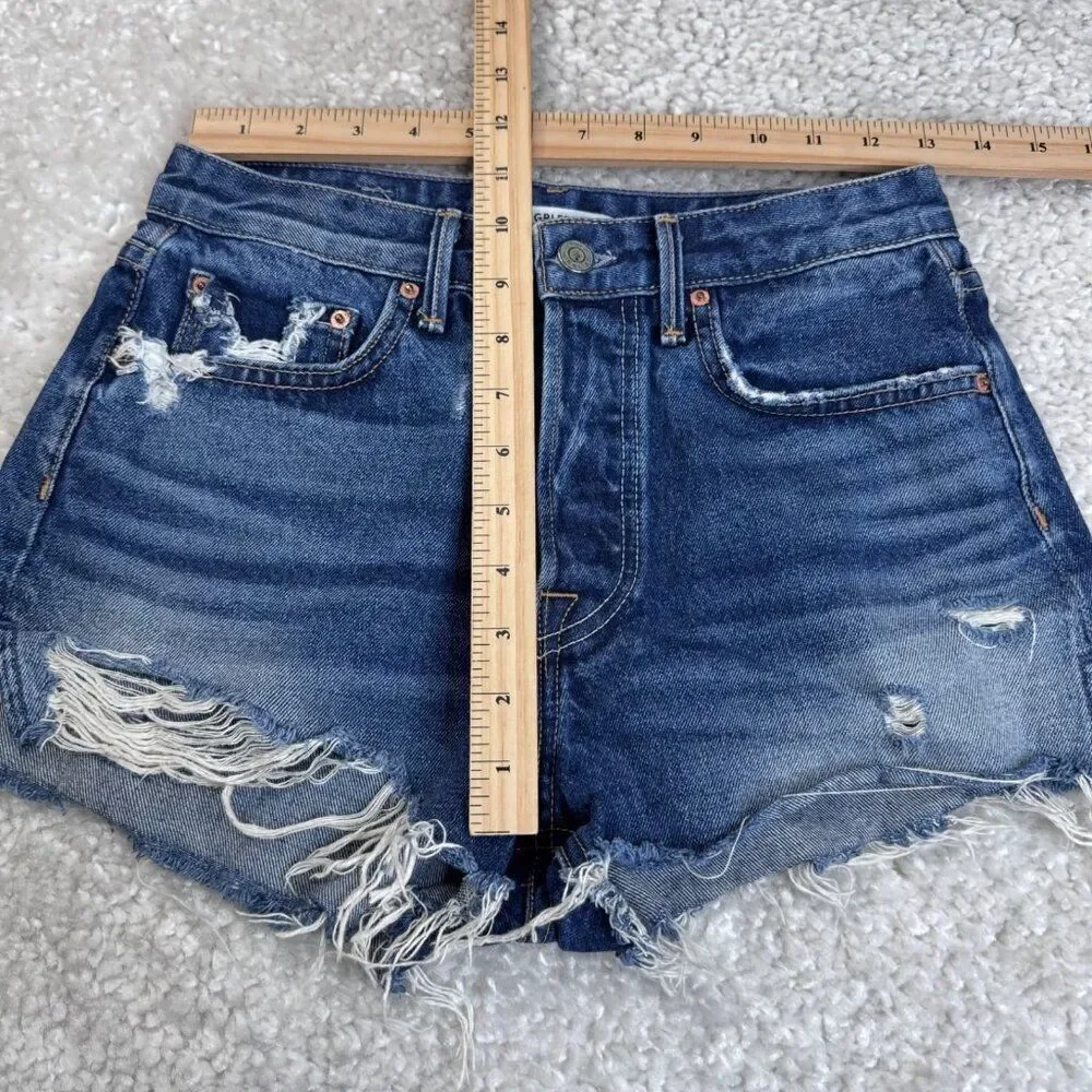 GRLFRND Cindy Button Front Cut Off Shorts Distress Babylon